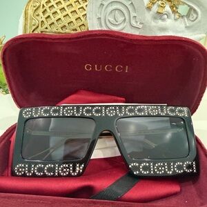 Gucci Black Sunglasses with Crystal Accents